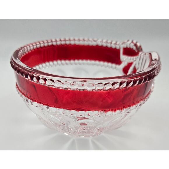 Mikasa Crystal CBM Ruby Ribbon 4.75 in Candy Dish 5114218 - Picture 6 of 8
